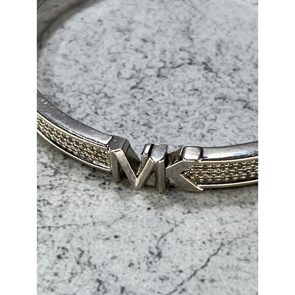 Michael Kors MK logo Silvertone pace rhinestone clamper bracelet - Picture 4 of 9